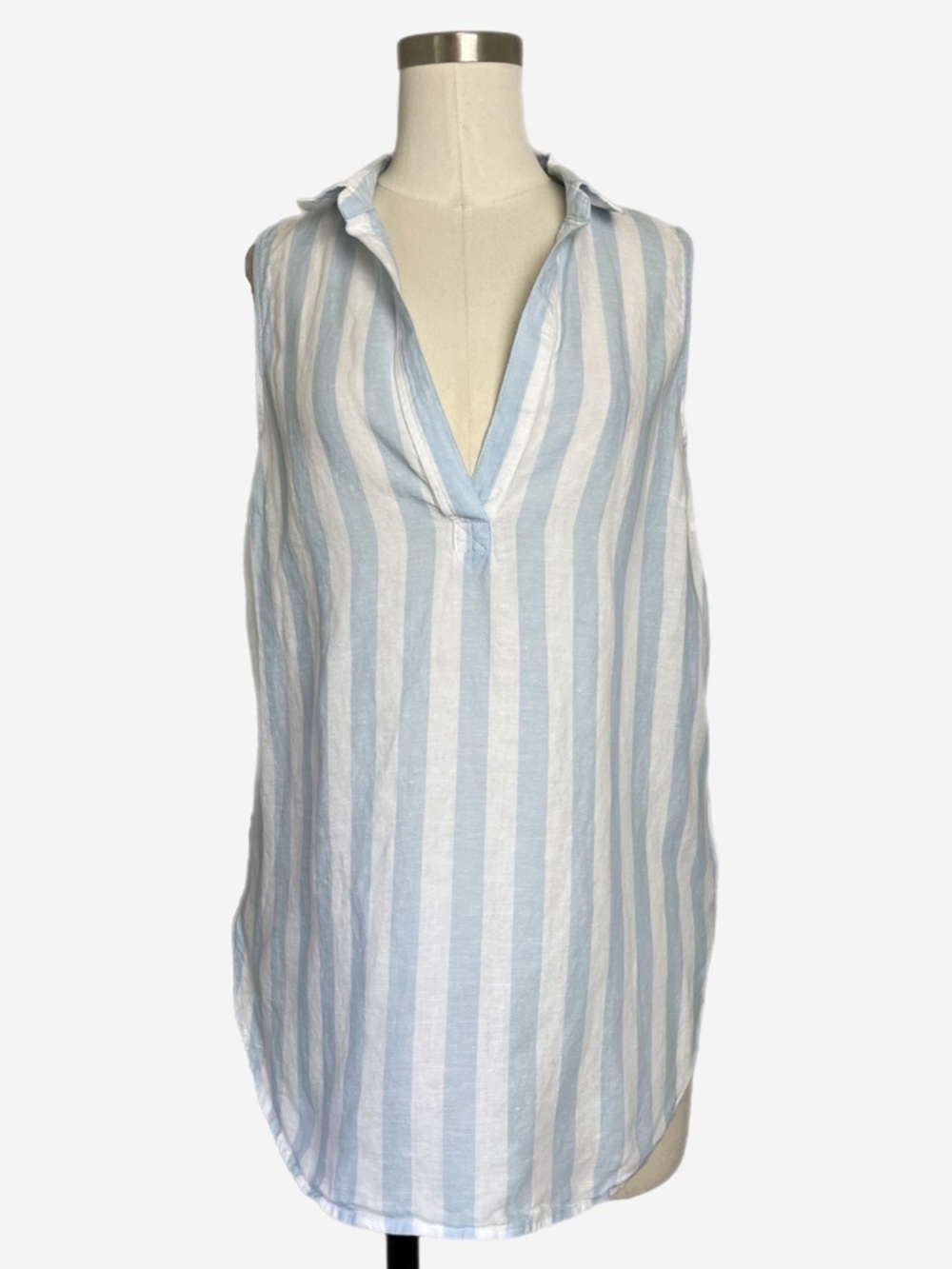Jcrew Factory Blue white striped linen-cotton sleeveless popover tunic top S